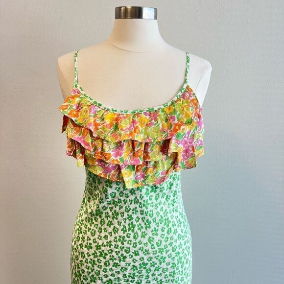 RIXO For Target Leopard Print Ruffle Slip Dress Size Small MIDI Party Cocktail - Picture 2 of 10